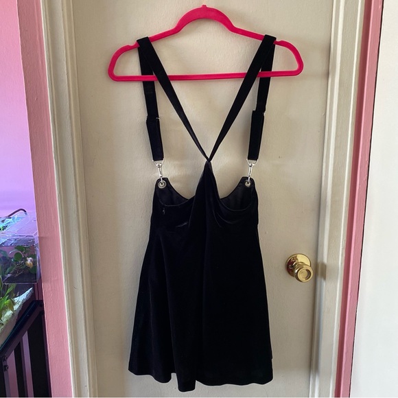 Opening Ceremony x Esprit Black Velvet Pinafore Skater Skirt w Suspender Straps - Picture 3 of 7